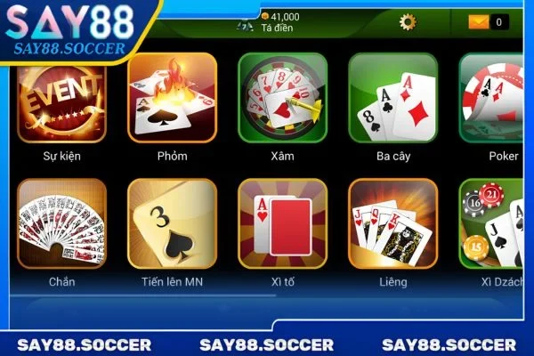 Game bài Say88 3 Thể hiện tài năng với những bộ môn bài lá hàng đầu châu Á.
